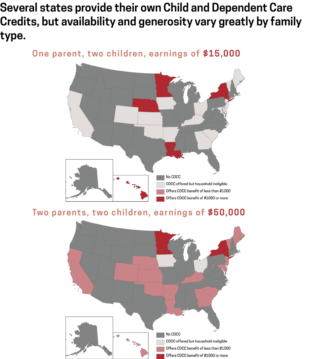 States providing Child and Dependent Care Credits